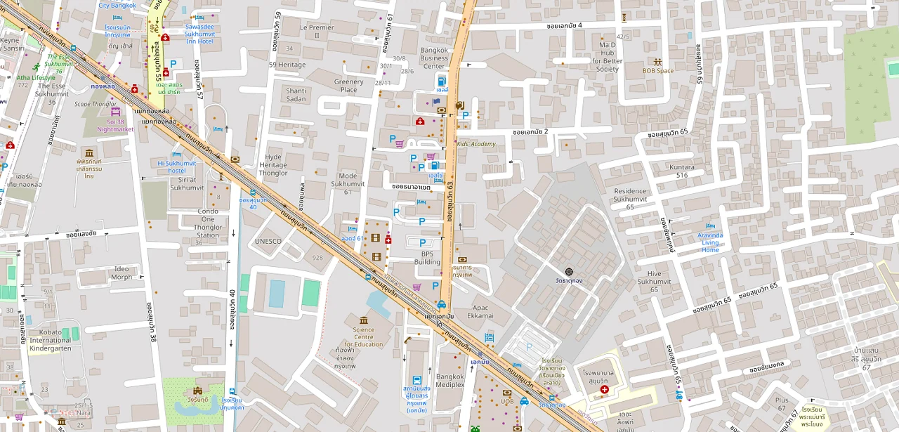 แผนที่ย่อแสดง SOCIO Reference 61 และทางออกสถานีที่ตรวจสอบแล้ว