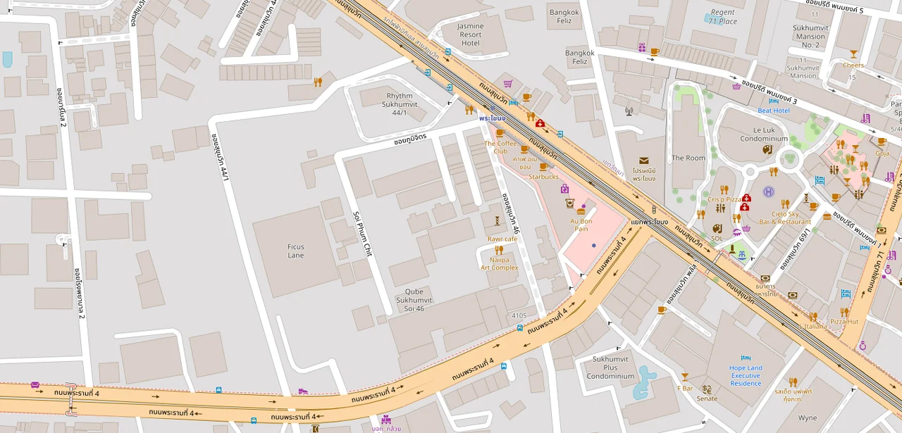 แผนที่ย่อแสดง IDEO สุขุมวิท - พระราม 4 และทางออกสถานีที่ตรวจสอบแล้ว