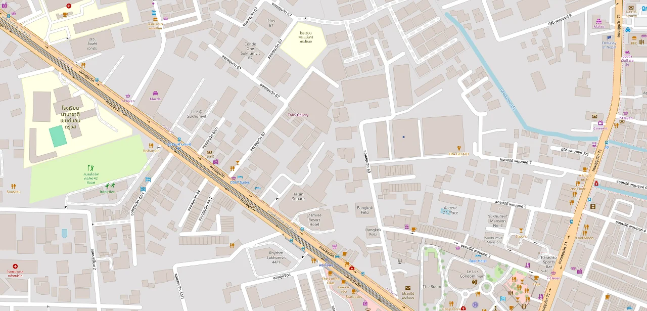 แผนที่ย่อแสดง Plus 67 และทางออกสถานีที่ตรวจสอบแล้ว