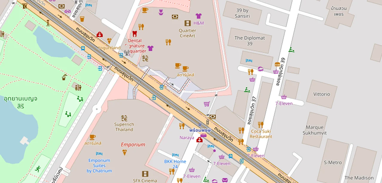 แผนที่ย่อแสดง 39 บาย แสนสิริ และทางออกสถานีที่ตรวจสอบแล้ว