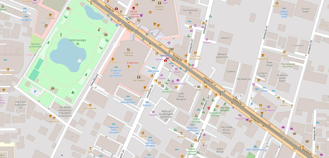 แผนที่ย่อแสดง โนเบิล รีไฟน์ และทางออกสถานีที่ตรวจสอบแล้ว