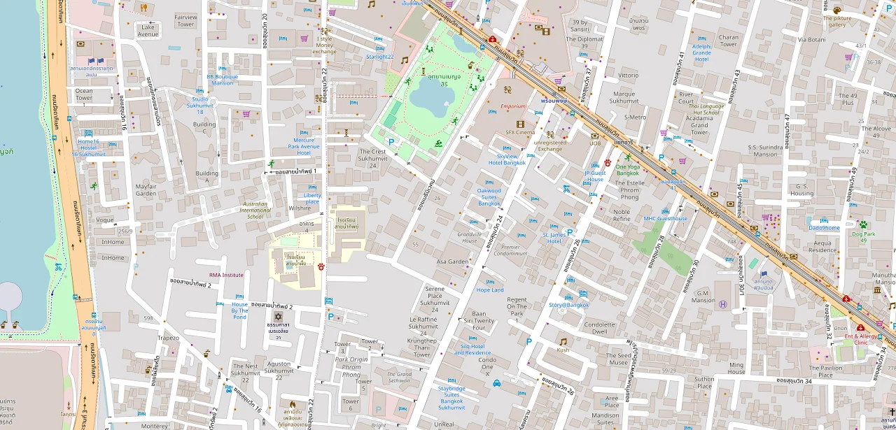 แผนที่ย่อแสดง พาร์ค ออริจิ้น พร้อมพงษ์ และทางออกสถานีที่ตรวจสอบแล้ว