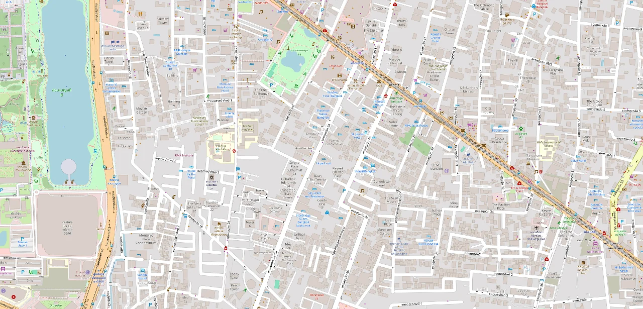 แผนที่ย่อแสดง เดอะ ลุมพินี 24 และทางออกสถานีที่ตรวจสอบแล้ว