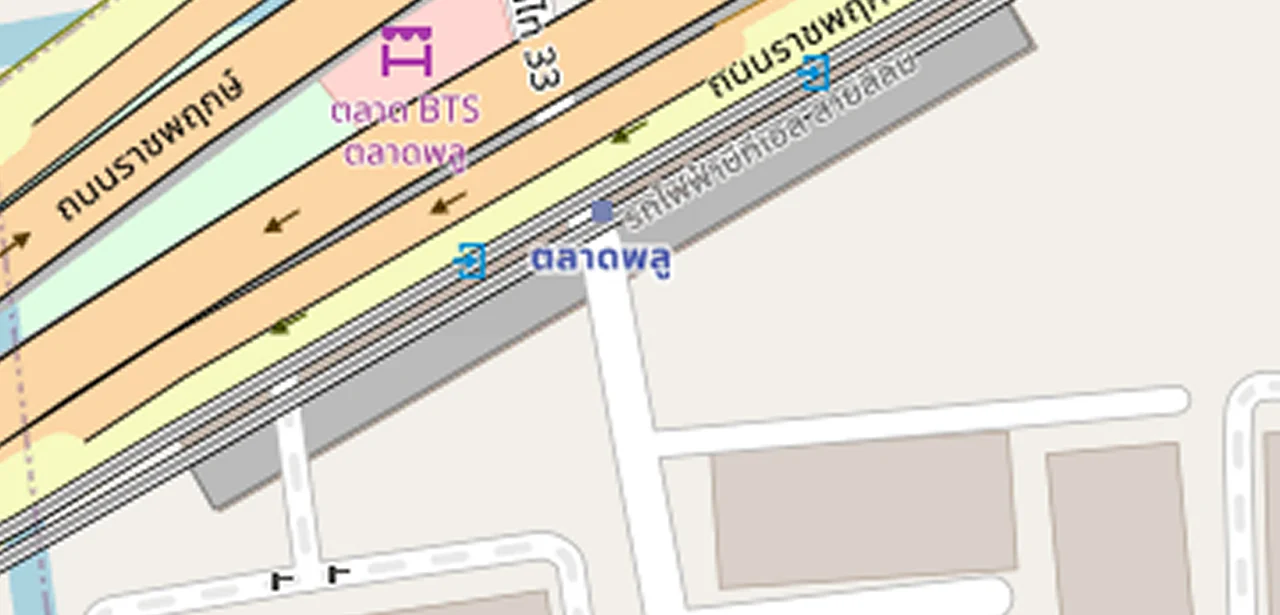 แผนที่ย่อแสดง Casa Condo รัชดา - ท่าพระ และทางออกสถานีที่ตรวจสอบแล้ว