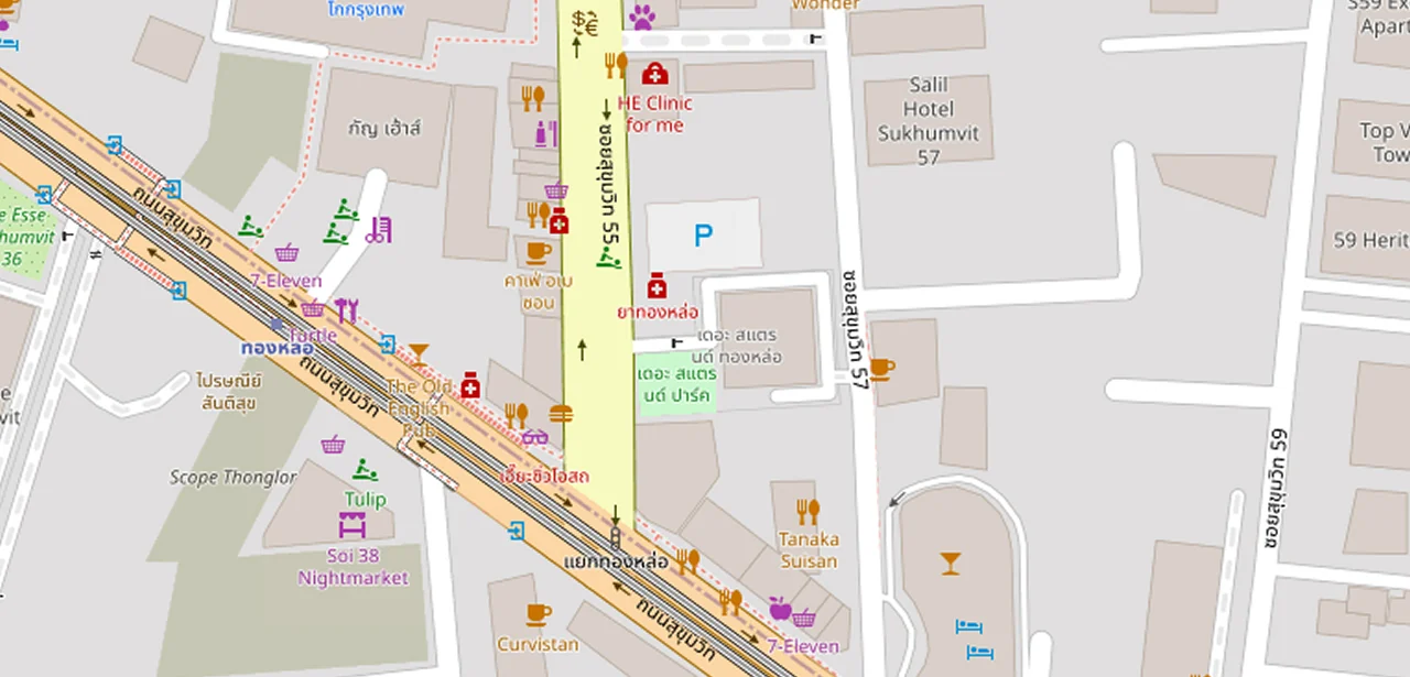 แผนที่ย่อแสดง 59 เฮอริเทจ และทางออกสถานีที่ตรวจสอบแล้ว