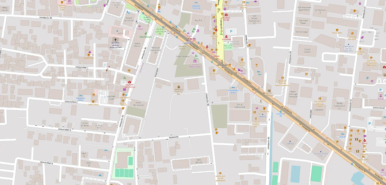 แผนที่ย่อแสดง แอชตัน มอร์ฟ 38 และทางออกสถานีที่ตรวจสอบแล้ว