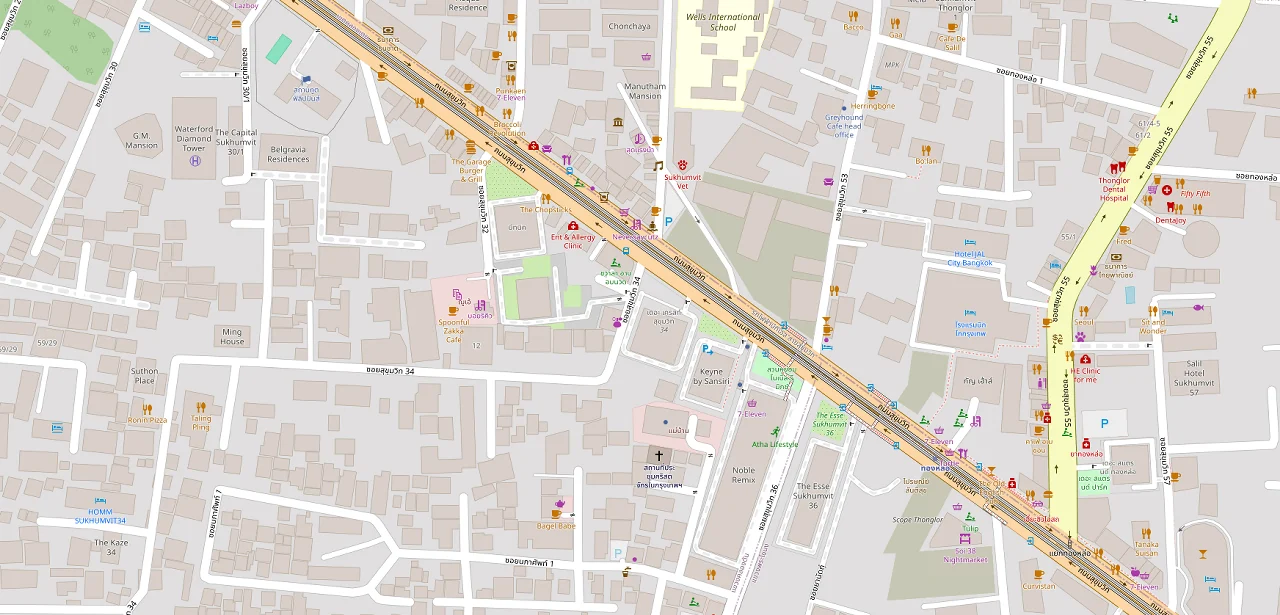 แผนที่ย่อแสดง เดอะ วอเตอร์ ฟอร์ด ไดมอนด์  และทางออกสถานีที่ตรวจสอบแล้ว