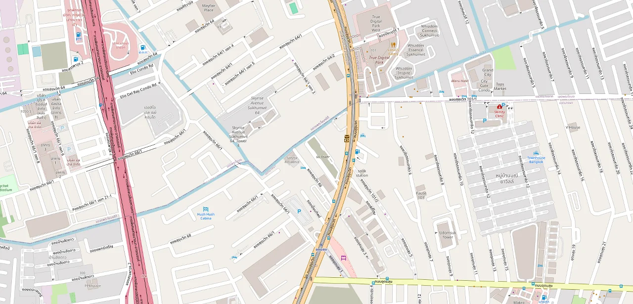 แผนที่ย่อแสดง Chateau In Town สุขุมวิท 64/1 และทางออกสถานีที่ตรวจสอบแล้ว