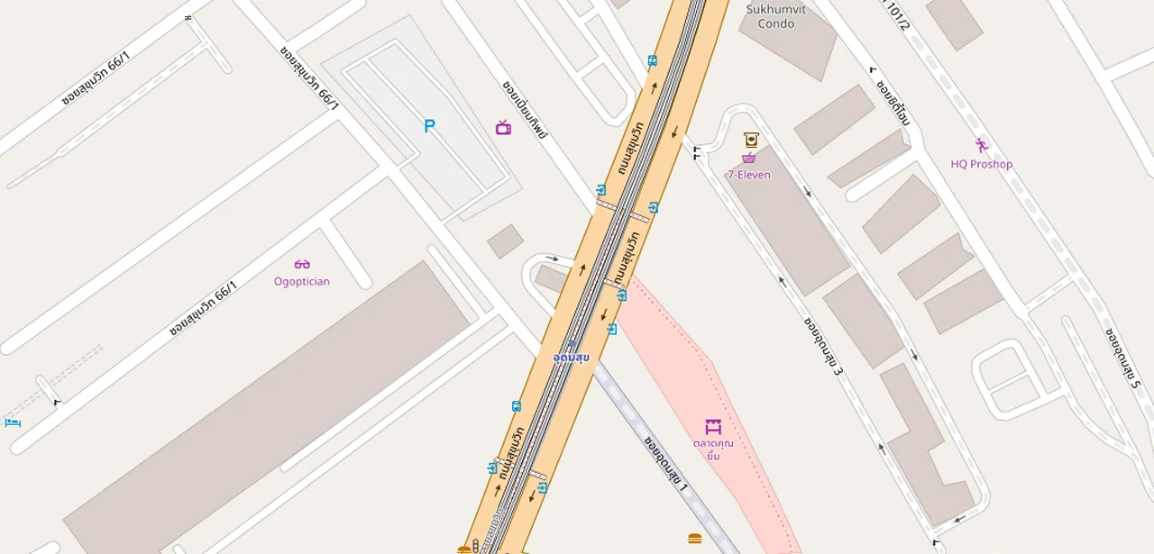 แผนที่ย่อแสดง Ideo Mobi สุขุมวิท 66 และทางออกสถานีที่ตรวจสอบแล้ว