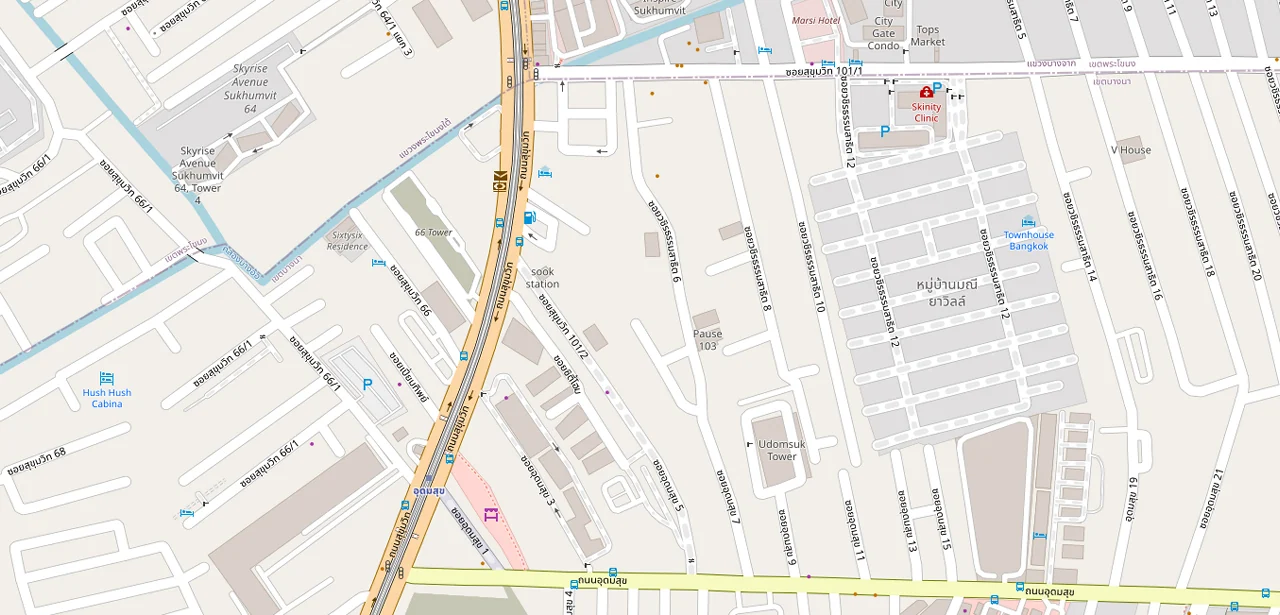 แผนที่ย่อแสดง เอสแอนด์เอส สุขุมวิท และทางออกสถานีที่ตรวจสอบแล้ว