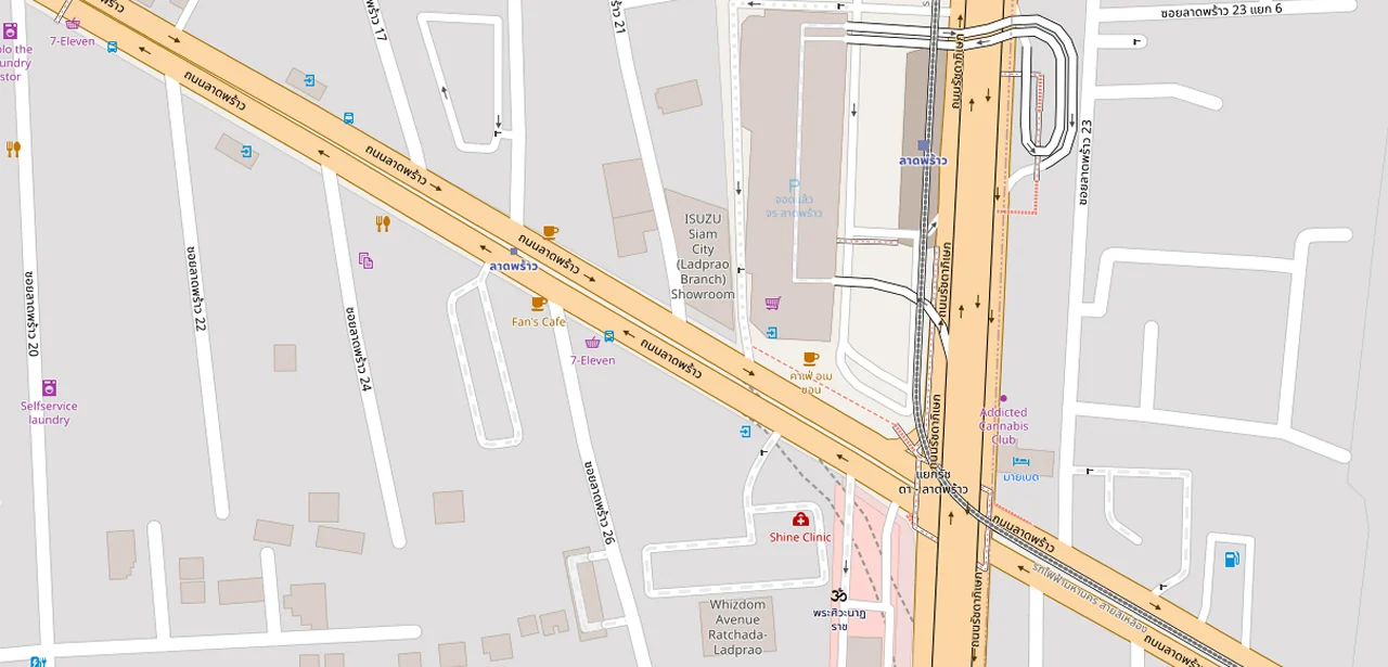แผนที่ย่อแสดง Haus 23 รัชดา - ลาดพร้าว และทางออกสถานีที่ตรวจสอบแล้ว