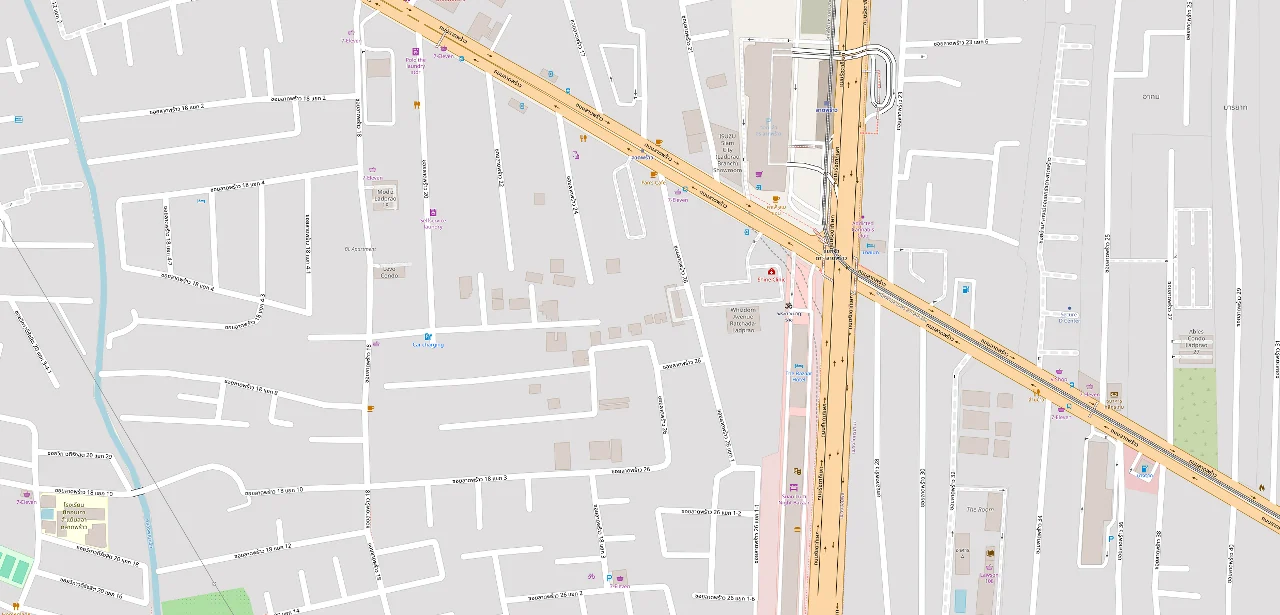 แผนที่ย่อแสดง เดอะ เมเปิ้ล รัชดา - ลาดพร้าว และทางออกสถานีที่ตรวจสอบแล้ว