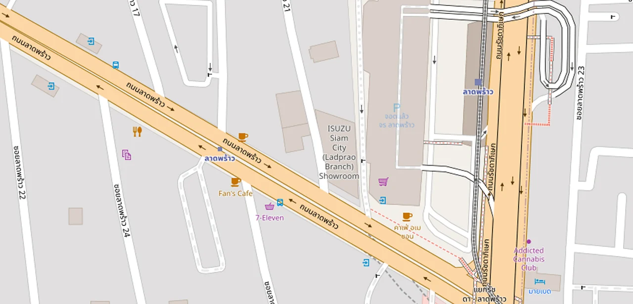 แผนที่ย่อแสดง The Origin รัชดา - ลาดพร้าว และทางออกสถานีที่ตรวจสอบแล้ว