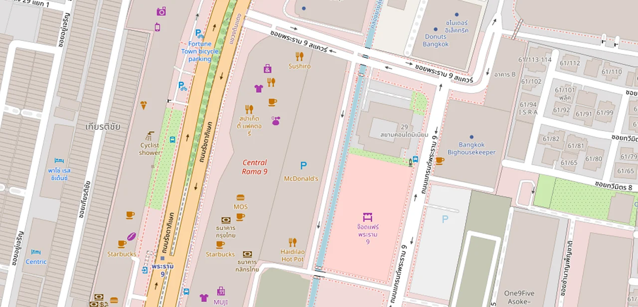 แผนที่ย่อแสดง Belle Grand พระราม 9 และทางออกสถานีที่ตรวจสอบแล้ว