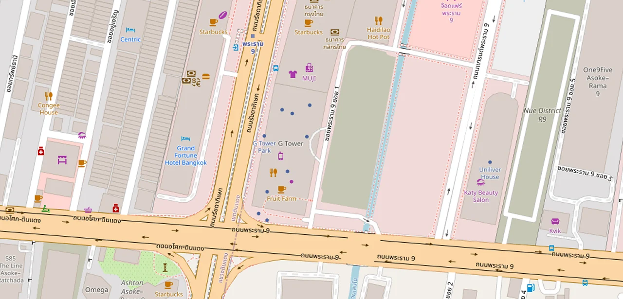 แผนที่ย่อแสดง Condolette Midst พระราม 9 และทางออกสถานีที่ตรวจสอบแล้ว