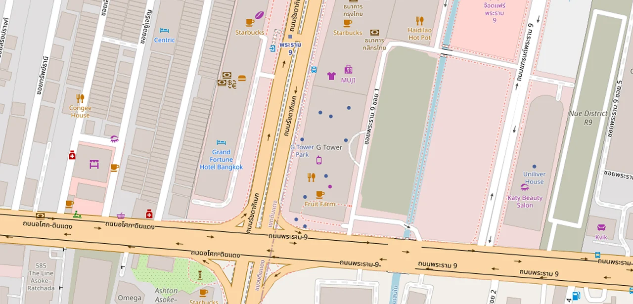 แผนที่ย่อแสดง Ideo Mobi พระราม 9 และทางออกสถานีที่ตรวจสอบแล้ว