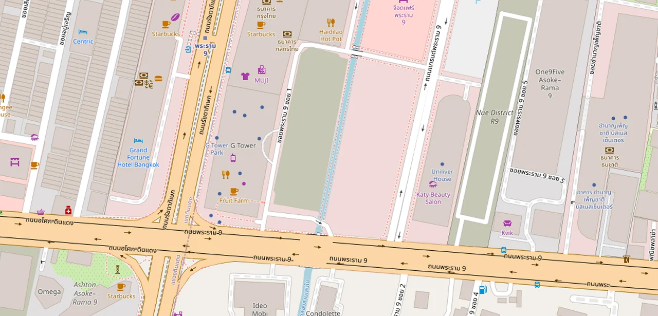 แผนที่ย่อแสดง Ideo พระราม 9 - อโศก และทางออกสถานีที่ตรวจสอบแล้ว