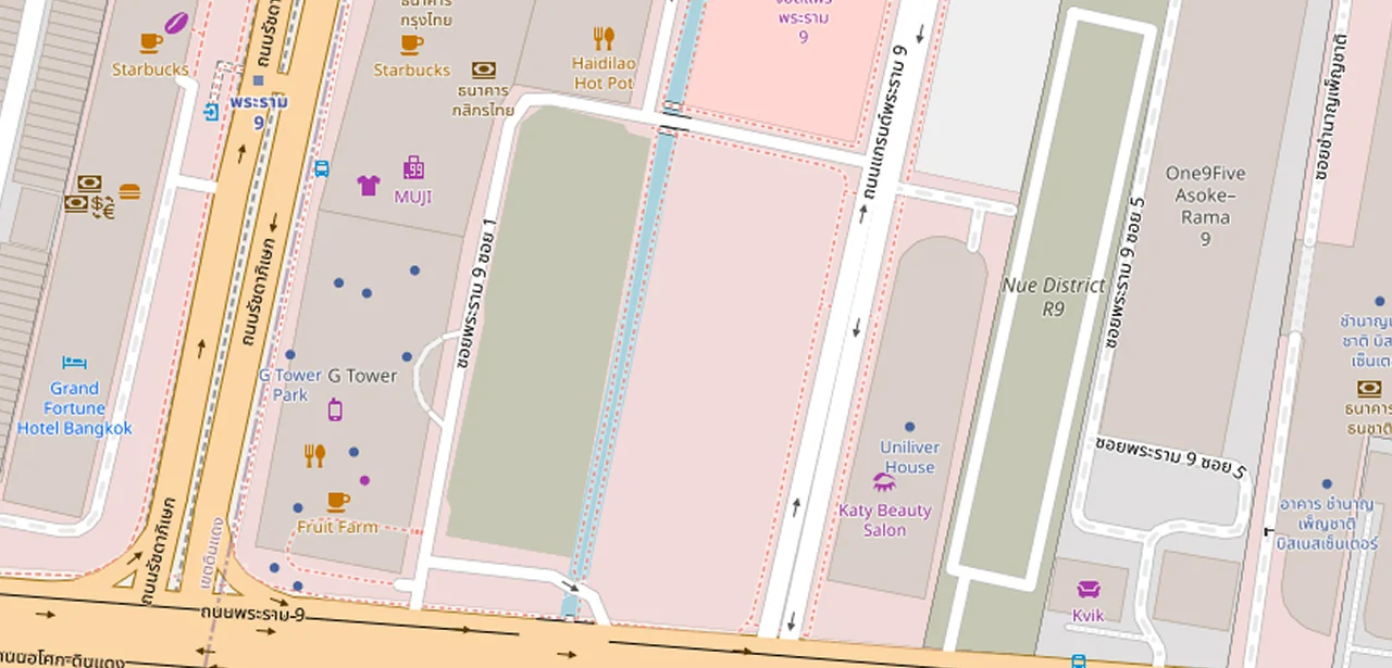 แผนที่ย่อแสดง One9Five อโศก - พระราม 9 และทางออกสถานีที่ตรวจสอบแล้ว