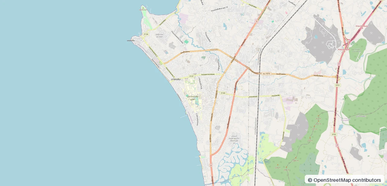 แผนที่พื้นที่ค้นหามหาวิทยาลัยบูรพา บางแสนและคอนโด 10 โครงการ