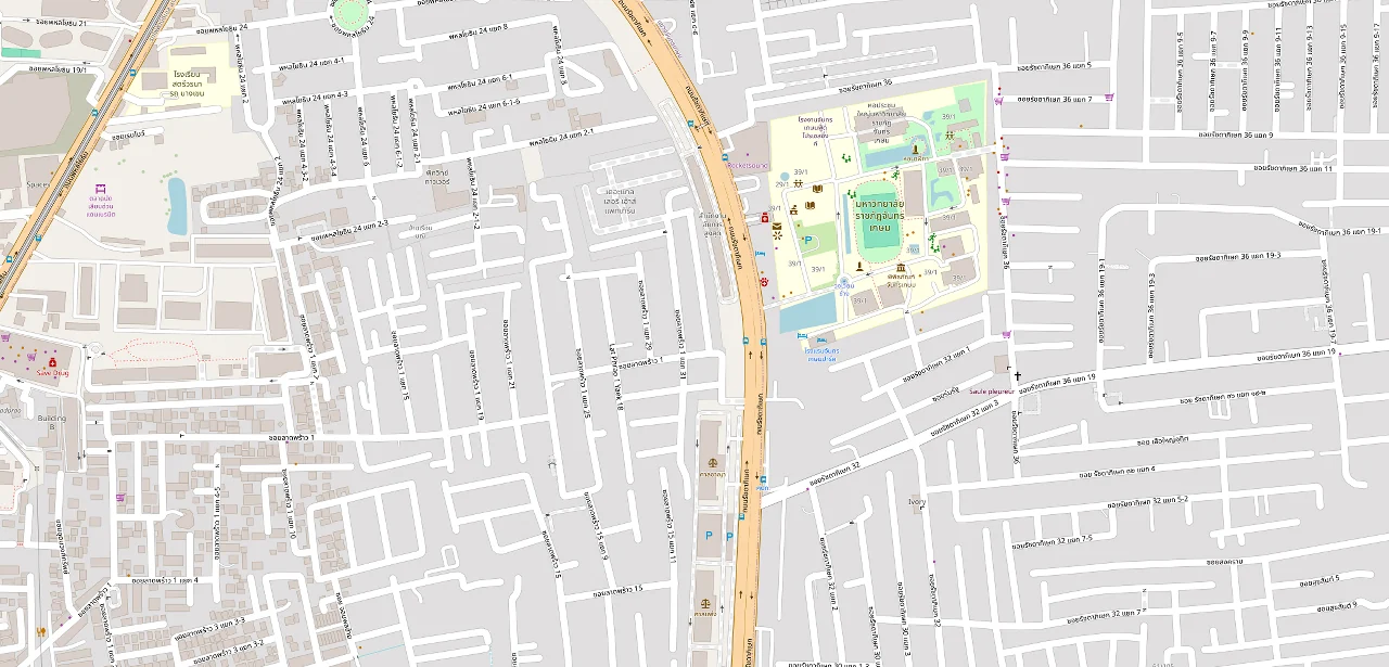 แผนที่ย่อแสดงตำแหน่ง แอทโมซ ลาดพร้าว 15 จุดขอบเขตมหาวิทยาลัยที่ใกล้ที่สุด และระยะเส้นตรง 798 ม.