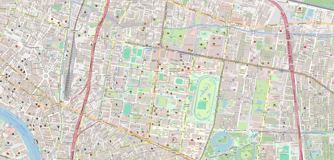 แผนที่ย่อแสดงตำแหน่ง เดอะ แพลทตินัม คอนโดมิเนียม จุดขอบเขตมหาวิทยาลัยที่ใกล้ที่สุด และระยะเส้นตรง 874 ม.