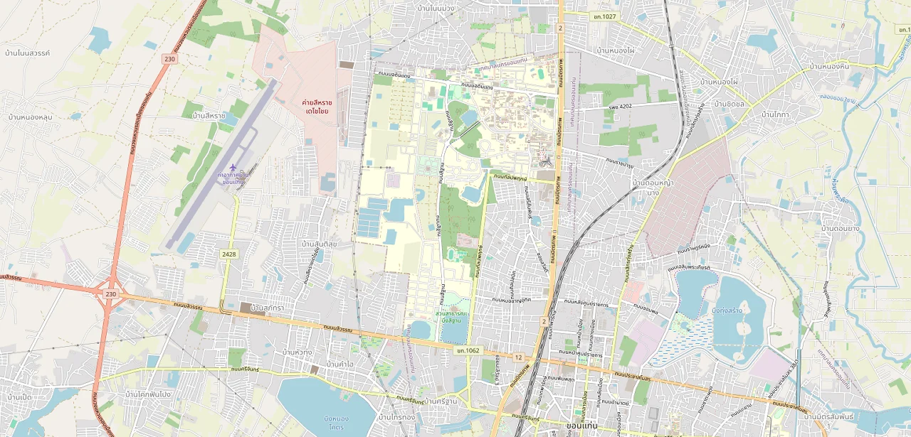 แผนที่ย่อแสดงตำแหน่ง เดอะ เบส ไฮท์ มิตรภาพ - ขอนแก่น จุดขอบเขตมหาวิทยาลัยที่ใกล้ที่สุด และระยะเส้นตรง 959 ม.