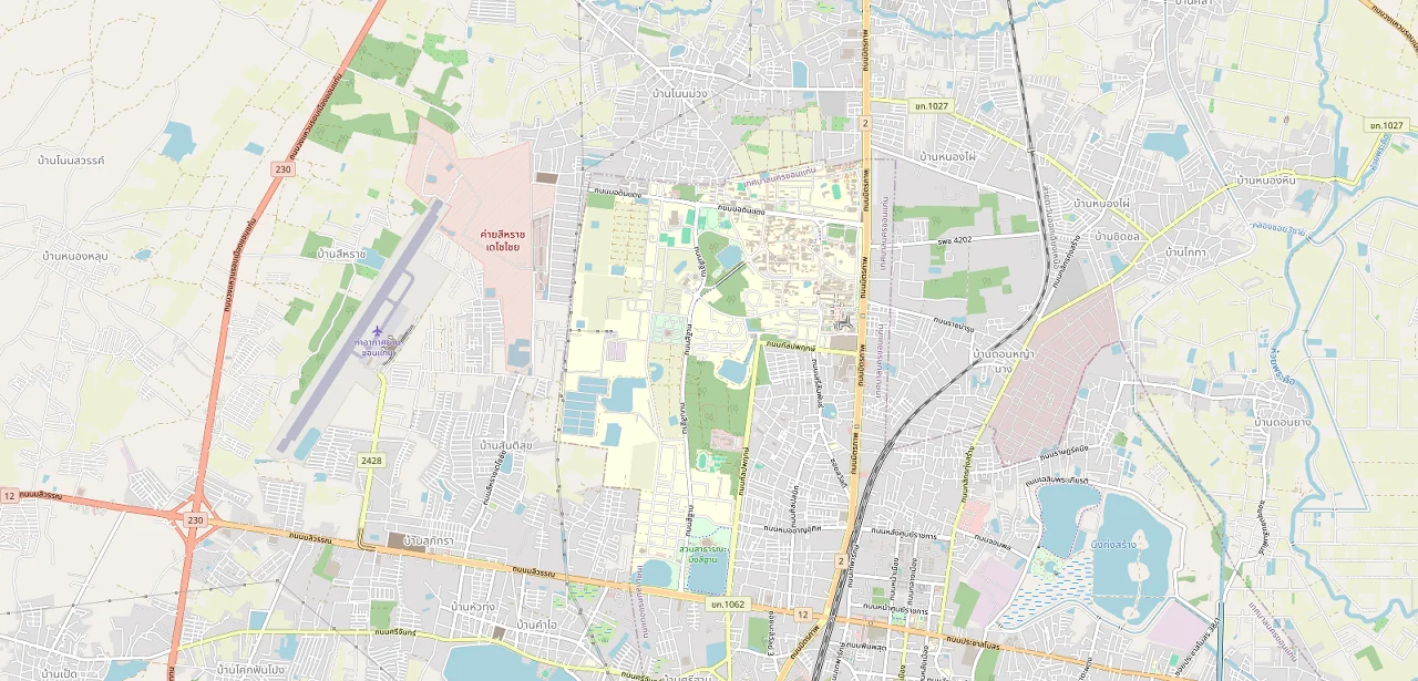 แผนที่ย่อแสดงตำแหน่ง ดิ ออริจิ้น แคมปัส ขอนแก่น จุดขอบเขตมหาวิทยาลัยที่ใกล้ที่สุด และระยะเส้นตรง 965 ม.