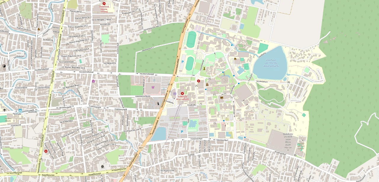 แผนที่ย่อแสดงตำแหน่ง พลัส คอนโด คอนเน็กซ์ จุดขอบเขตมหาวิทยาลัยที่ใกล้ที่สุด และระยะเส้นตรง 1.3 กม.