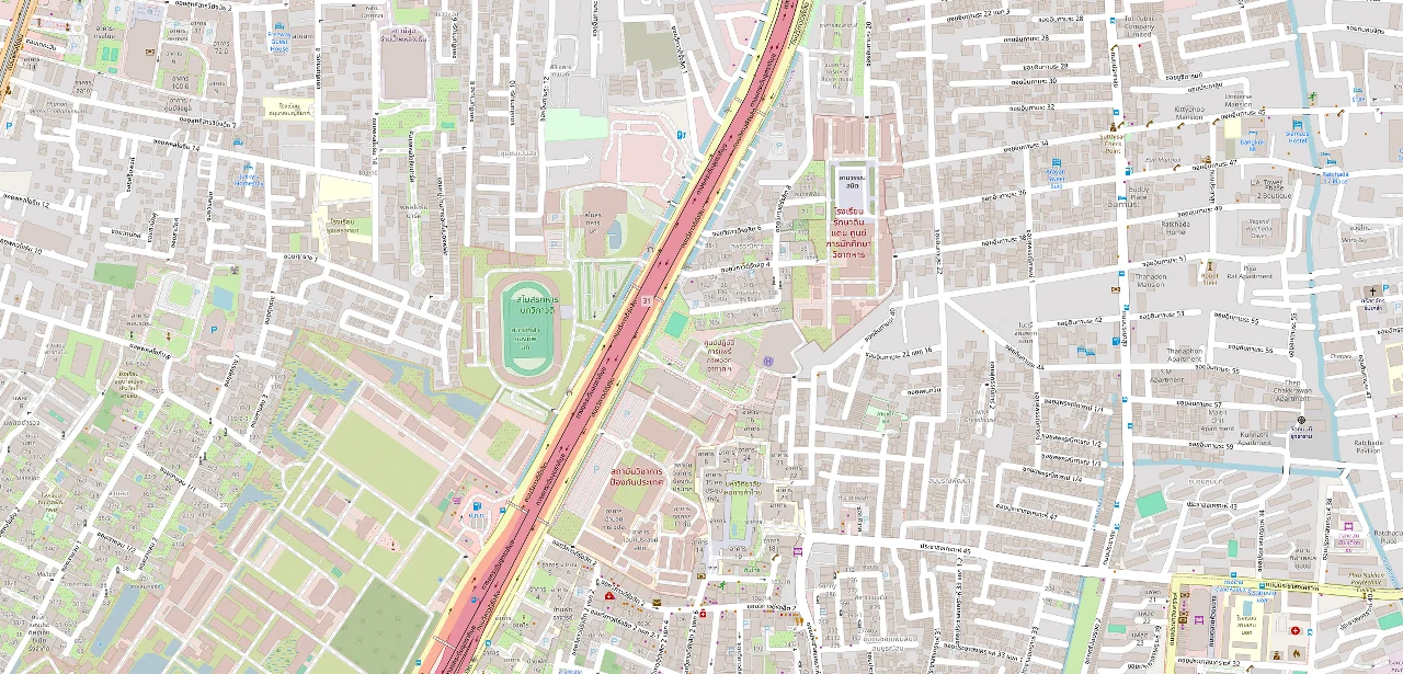 แผนที่ย่อแสดงตำแหน่ง เมโทร ลักซ์ โรสโกลด์ พหล - สุทธิสาร จุดขอบเขตมหาวิทยาลัยที่ใกล้ที่สุด และระยะเส้นตรง 682 ม.